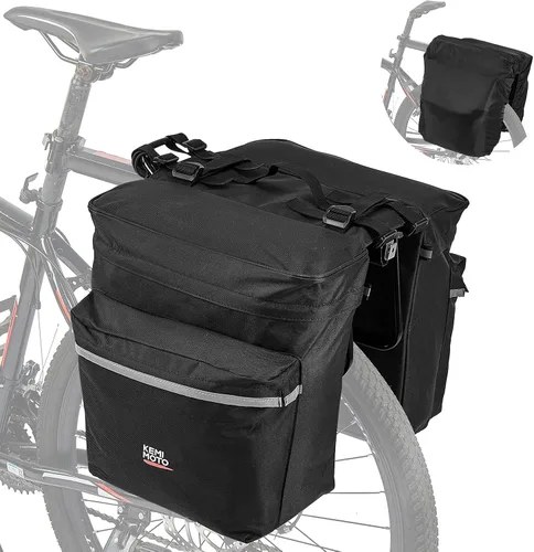 Vista 9 de KEMIMOTO - Bolsa para bicicleta alforja con cubierta anti-lluvia, bolsa de sillín de bicicleta impermeable de 34L para almacenamiento de bolsas