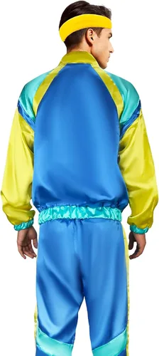 Vista 4 de Disfraz de fiesta de los años 80 para hombre, chaqueta retro, pantalones, diadema, brillante, traje de Halloween, cosplay, baile de graduación