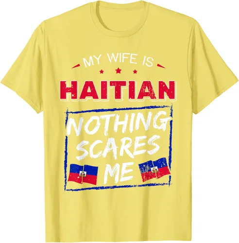 Vista 70 de My Wife Is Haitian Republic of Haiti Heritage Roots - Camiseta con bandera, Negro, S