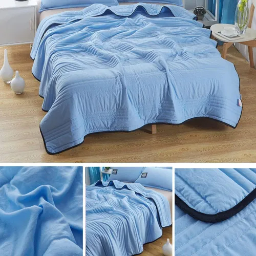 Vista 6 de soputry Manta refrescante de seda, manta refrescante para sudores nocturnos, manta ligera de verano ultra fría y transpirable para personas que Gris