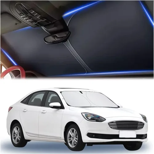 Vista 10 de Parasol de vidrio grueso 300T para automóvil, viene con bolsa de almacenamiento, mantiene el interior del automóvil fresco, parasol universal
