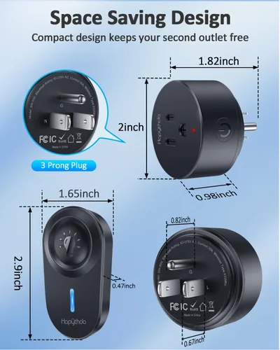 Vista 3 de Enchufe de salida de control remoto, 15A/1500W, Kit de interruptores de luz remotos con rango RF de 500 pies, sin necesidad de cableado Enchufe