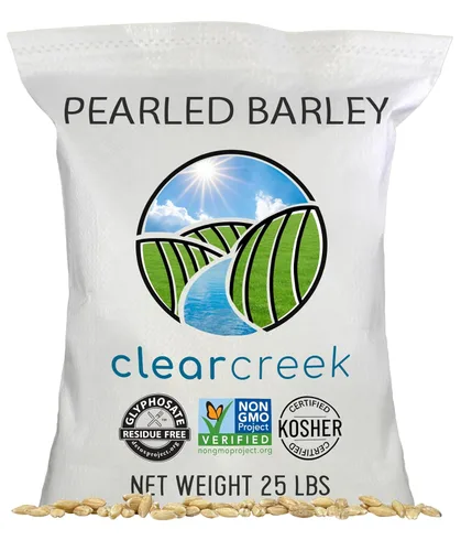 Vista 9 de CLEAR CREEK Cebada perlada certificada sin residuos de glifosato Bolsa con cordón de 4 libras Sin OGM Kosher Vegano No irradiado