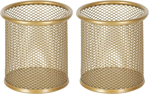 Vista 14 de EasyPAG Portalápices para escritorio, paquete de 2 organizadores de bolígrafos de metal, organizador de vasos de malla para el hogar, oficina, aula