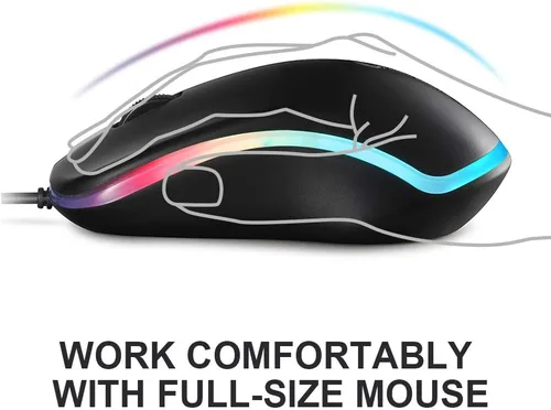 Vista 2 de COOLERPLUS FC112 - Mouse óptico USB con cable para computadora con fácil clic para oficina y hogar, 1000 DPI, premium y portátil, compatible con PC