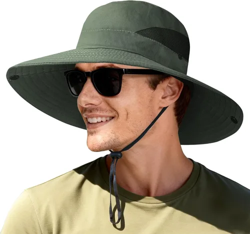 Vista 11 de NPJY Sun Bucket Hats Wide Brim Fishing Hat UPF 50+ Beige