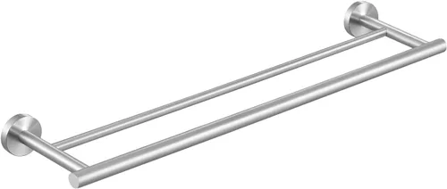 Vista 9 de KES Toallero doble de 23.6 pulgadas, soporte para toallas de baño, cocina, barra de toalla doble, resistente al óxido, montaje en pared, acero