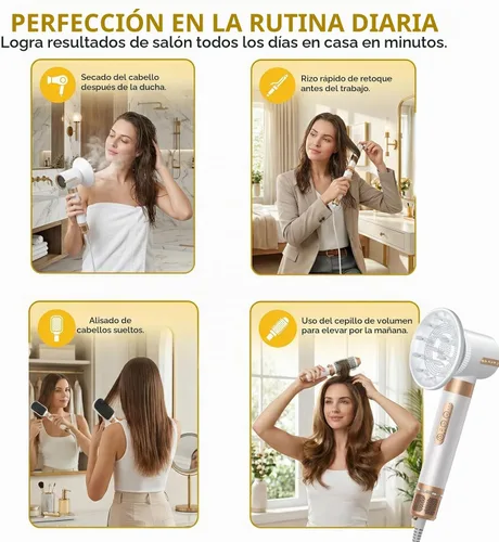 Vista 7 de Nora Styler Multi-Styler Pro 7 en 1, moldeador iónico de cabello de aire caliente para rizar, alisar, secar y dar volumen, herramienta profesional