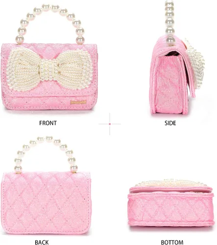 Vista 2 de Regalos para niñas pequeñas, lindo bolso para niños y bebés, con lazo brillante, bolsos pequeños cruzados, bolsas de hombro, juguetes y regalos
