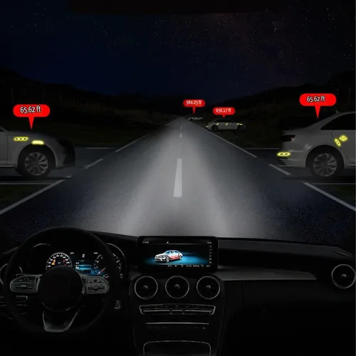 Vista 5 de Juego de 16 calcomanías reflectantes para automóvil, calcomanías de advertencia de espejo, protector de manija de puerta de automóvil, protector Azul