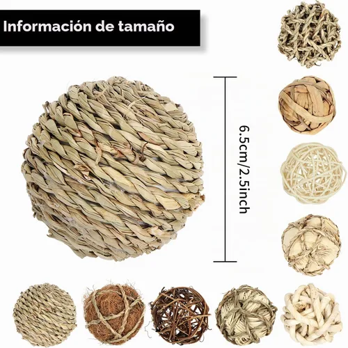 Vista 2 de Kesywale Juego de 6 bolas decorativas para rellenos de cuencos de centro de mesa, bolas de mimbre de ratán surtidas de 2.8 pulgadas, esferas