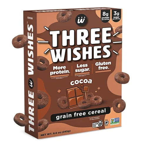 Vista 10 de Cereales para el desayuno a base de plantas y veganos de Three Wishes, con sabor a canela, 1 paquete, merienda rica en proteínas y baja en azúcar