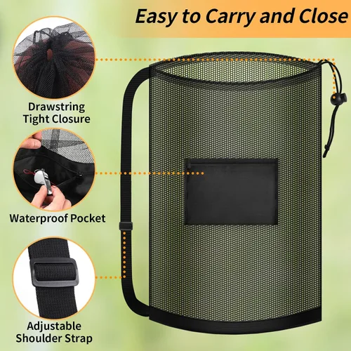 Vista 4 de Bolsa de Malla Extra Grande para Pelotas, Bolsa de Almacenamiento Resistente con Cordón, 61 cm x 91 cm, Capacidad para 8-10 Pelotas de Fútbol