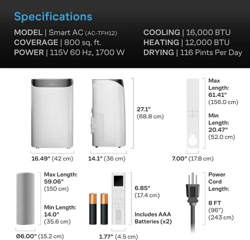 Vista 8 de AC Infinity Smart Portable Air Conditioner 5-in-1, All-Season Cool & Heat