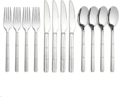 Vista 6 de Cuchara/cubiertos de tenedor de cuchillo de acero inoxidable de 80 piezas, servicio para 16