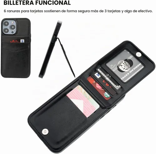 Vista 4 de KIHUWEY Compatible con iPhone 14 Pro Max Funda Cartera Plegable con Soporte para Tarjeta de Crédito, Cierre Magnético de Cuero Premium, Función