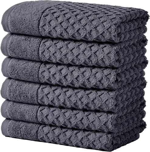 Vista 61 de Great Bay Home - Toallas de mano 100% algodón blanco, 6 toallas de baño suaves para manos, altamente absorbentes y de secado rápido, colección 01