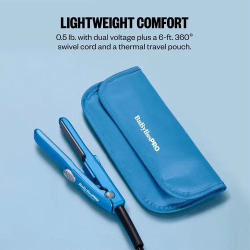 Vista 6 de BaBylissPRO Nano Titanium Mini Flat Iron Hair Straightener, 0.5" Hair Straightener Iron for Touch Ups & All Hair Types, Perfect for Travel