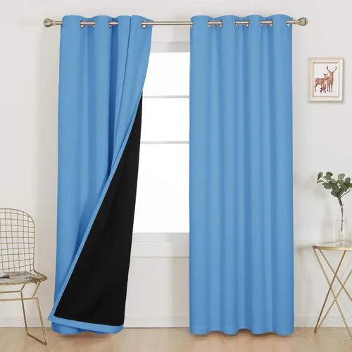 Vista 33 de Deconovo cortinas blackout 100 % con forro totalmente negro con aislamiento térmico de doble capa, oscurecimiento de la habitación, ahorro