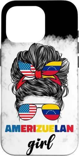 Vista 20 de iPhone 16 Half American And Venezuelan USA Venezuela Flag Girl Funda para mujer