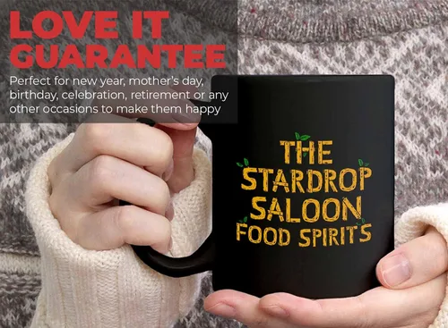 Vista 7 de Bubble Hugs Taza de café de videojuegos – The Stardrop Saloon Food Spirits – Farming Country Adventure Gaming Gamer Stardew Pelican Town 11 onzas