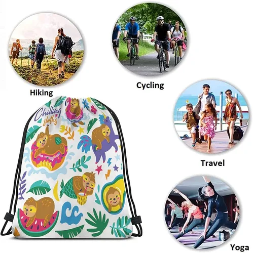 Vista 7 de Beabes Llama Rosa Animal Cordón Bolsas Mochila Bolsa Gimnasio Saco Cordón Bolsa, Multi-a22, Mochilas de viaje