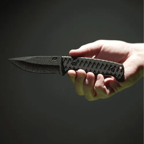 Vista 4 de Schrade Delta Class Wolverine - Cuchilla fija con acero inoxidable de alto carbono de 65Mn para supervivencia al aire libre
