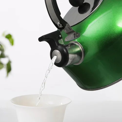 Vista 6 de Cabilock Hervidor de té silbante de acero inoxidable, 3.0 L, hervidor de té para cocinas de gas e inducción, mango ergonómico, gran capacidad