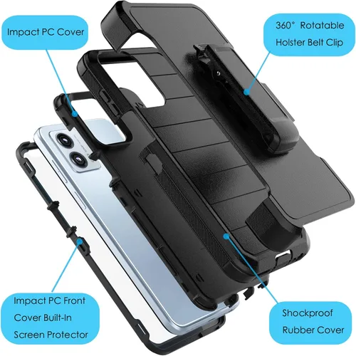 Vista 2 de Njjex Funda resistente para Moto G 5G 2023, para Motorola G 5G 2023 con funda de clip para cinturón, protector de pantalla integrado resistente a