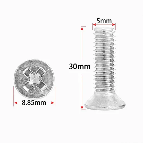 Vista 2 de NACX Tornillos Phillips M5 de 30 mm avellanados de cabeza plana, A2-70, tono plateado, acero inoxidable 304, 50