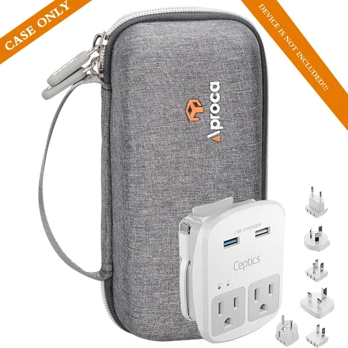 Vista 5 de Aproca Funda compatible con el kit de adaptador de viaje Ceptics World, bolsa de almacenamiento portátil para accesorios, color gris (solo funda)
