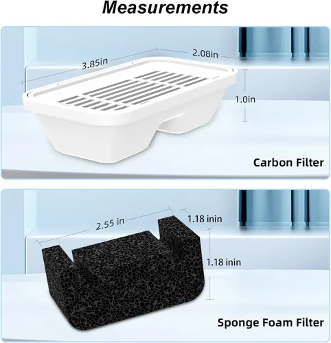 Vista 2 de Filtro de repuesto para fuente de agua para perros de 5 L, 6 filtros de carbono más 6 filtros de espuma