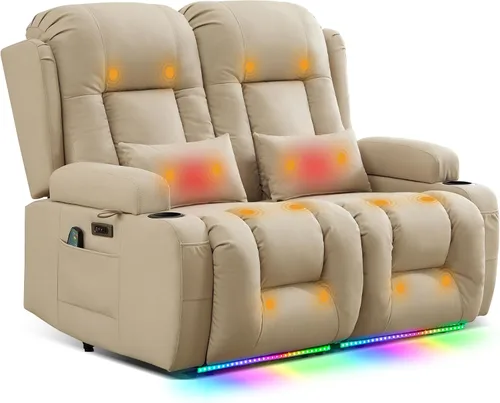 Vista 35 de TUNYI - Sofá reclinable de dos plazas con masaje y calor