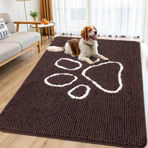 Vista 164 de Smiry Tapete para puerta de perro para patas fangosas, absorbente y Gris y negro