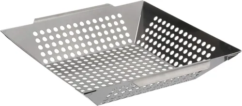 Vista 3 de Mr. Bar-B-Q 06034Y - Cesta para parrilla de verduras de acero inoxidable, perfecta para cocinar verduras crujientes, pescado y carnes en la parrilla