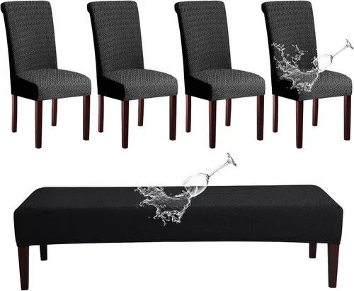 Vista 23 de HAOYONG Funda para Silla de Comedor con Estampado, Funda Desmontable Lavable para Silla Parsons, Protector de Asiento Removible para Comedor, Hotel