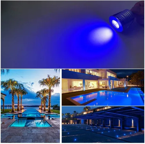 Vista 2 de luces subacuáticas de la piscina de 3W LED, luz del estanque IP68 12V Iluminación azul.