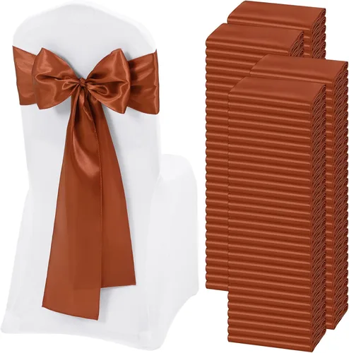 Vista 12 de 60 bandas de satén color burdeos para silla, diseño de lazos, para decoración de sillas de Acción de Gracias, boda, Navidad, banquetes, fiestas