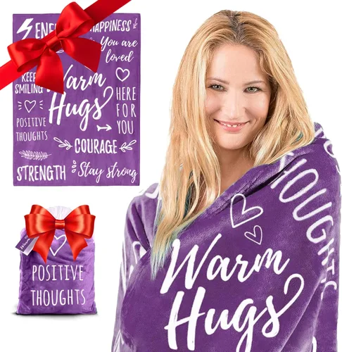 Vista 10 de EasyFluffy Manta de Recuperación para Hombres y Mujeres - Manta Curativa Súper Suave con Palabras Inspiradoras - Regalos de Pronta Recuperación