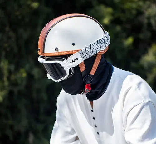 Vista 6 de Casco Moto Retro ABS Ligero 22.93 oz DOT Homologado - Medio Casco Jet para Hombre y Mujer con Doble Ventilación, Forro Desmontable y Hebilla Rápida