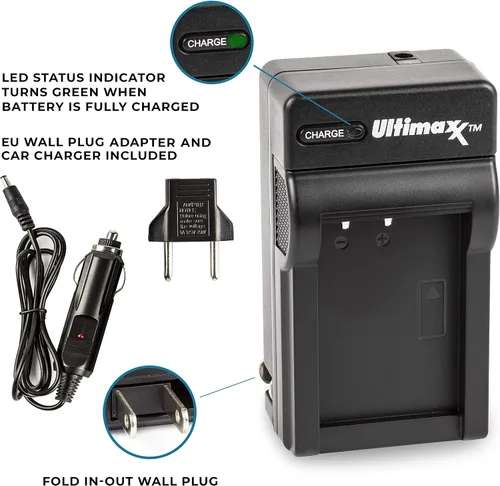 Vista 5 de Ultimaxx Cargador rápido AC/DC para el hogar y viaje con 2 baterías BX1 de larga duración (1600 mAh) para Cyber-Shot DSC-HX95, HX99, HX350, RX1