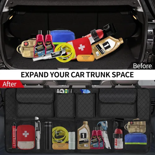 Vista 4 de Organizador y almacenamiento para maletero de automóvil, accesorios de almacenamiento colgantes para asiento trasero de gran capacidad, organizador