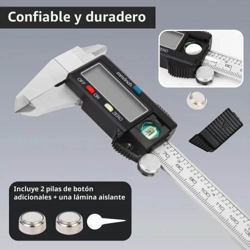 Vista 4 de Calibre digital herramienta de medición, calibre vernier digital de acero inoxidable, calibradores de micrómetro con gran pantalla LCD, función