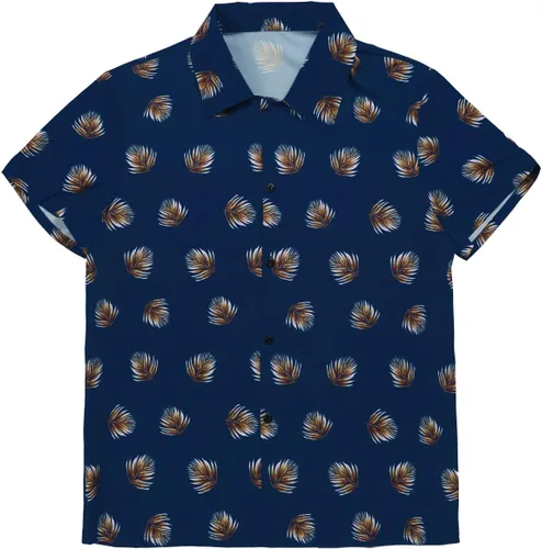 Vista 4 de TZIISOA Camisa estampada para hombre, estilo casual, de moda, holgada, de manga corta, estilo casual de vacaciones