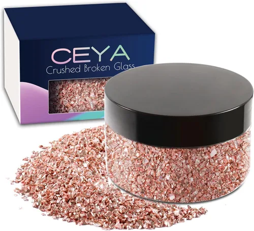Vista 12 de Ceya - Conjunto de purpurina de vidrio irregular triturado en 32 colores, 640g/ 22.6 oz, chips de cristal metálico roto de 2-4mm, purpurina gruesa