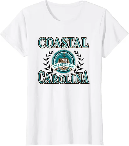 Vista 12 de Coastal Carolina Chanticleers Laurels - Camiseta con logotipo, Blanco