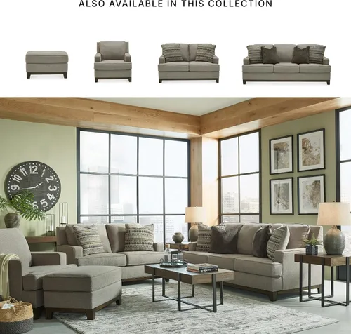 Vista 6 de Signature Design by Ashley Kaywood - Sofá biplaza moderno con almohadas decorativas, color gris