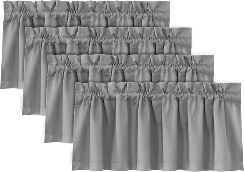 Vista 10 de H.VERSAILTEX Cenefas de cortina 100% opacas para ventanas, 2 paneles con aislamiento térmico, bolsillo para barra, pequeña cenefa corta para cocina