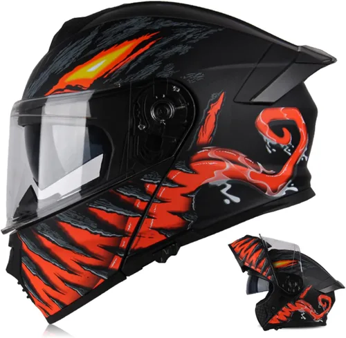 Vista 7 de Modular Motorcycle Helmet for Men Women, Flip Up Full Face to Open Face Helmet, DOT & FMVSS 218 Certified, Dual Visor, Removable & Washable Liner