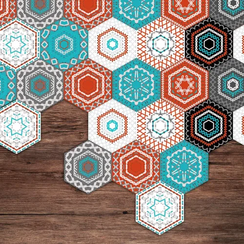 Vista 16 de Alwayspon 10 calcomanías hexagonales antideslizantes para el suelo, para decoración del hogar, despegar y pegar, autoadhesivas, para sala de estar
